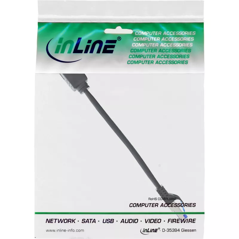 Alargador de cable de red InLine, protección RJ45, S/FTP (PiMf), Cat.6A, 0,2 m