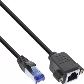 Cable de red InLine con alargador integrado, S/FTP (PiMf), Cat.6A, LSZH, cobre, 2 m