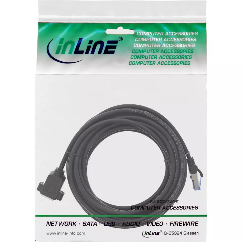 Cable de red InLine con pasamuros de empotrar, S/FTP (PiMf), Cat.6A, LSZH, cobre, 10 m