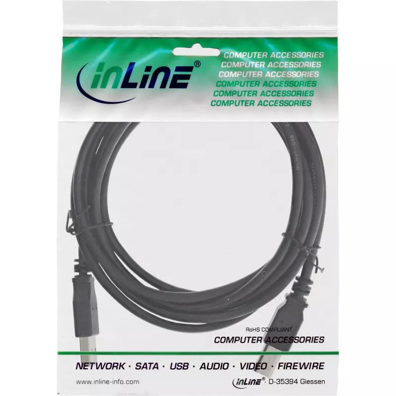 Cable USB 2.0 Type-A macho / Type-B macho negro 1m InLine 34511X