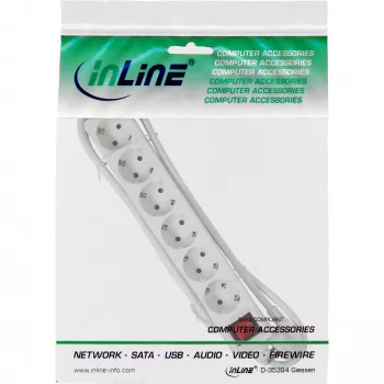Regleta de enchufes InLine 16461T 6 tomas schuko CEE 7/3 blanca 1,5m