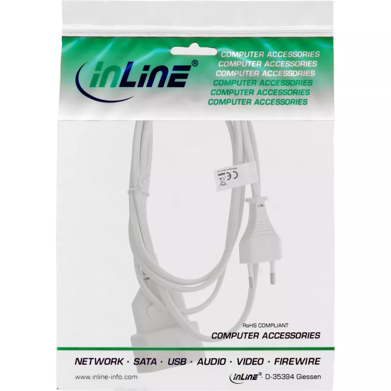 Alargador eléctrico InLine enchufe Type-C macho/hembra, blanco, 3m