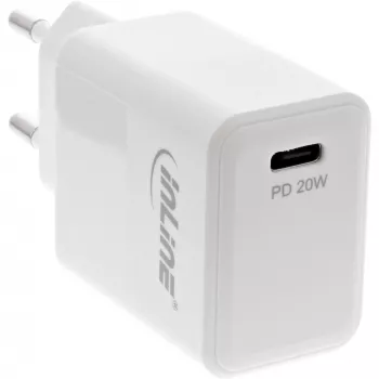 Cargador USB PD InLine un solo USB-C, Power Delivery, 20W, blanco