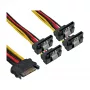 Cable de alimentación SATA InLine 1 a 4 conector hembra / 4 conectores SATA macho en ángulo con bloqueos 0,30 m