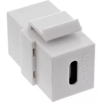 Módulo empotrable USB 3.1 InLine, conector hembra/conector hembra USB-C, carcasa blanca