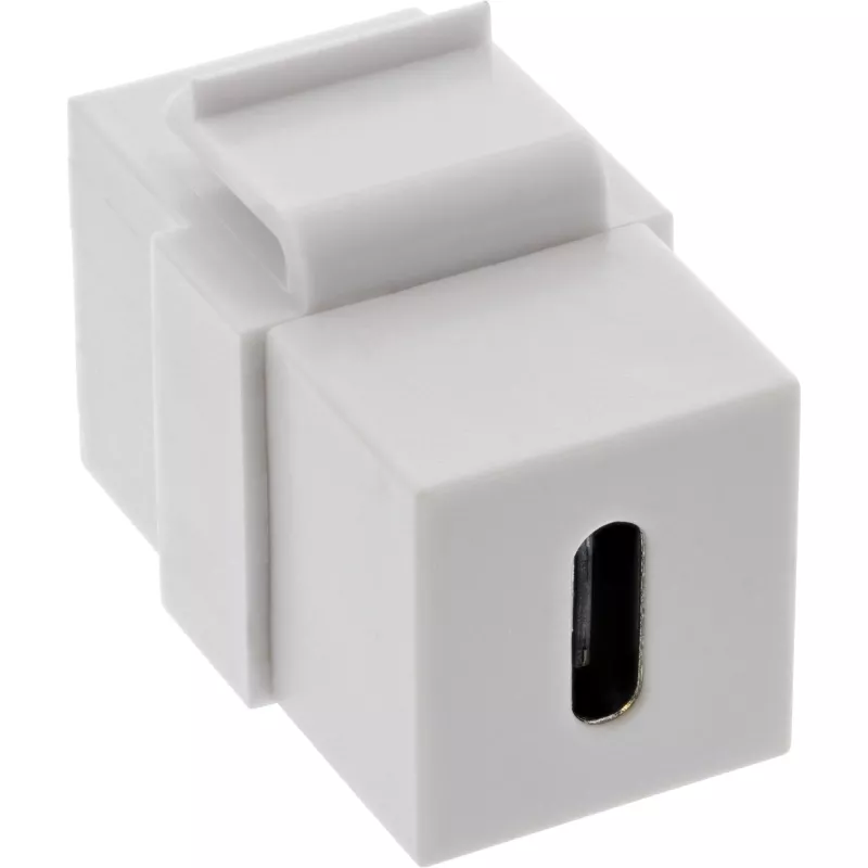 Módulo empotrable USB 3.1 InLine, conector hembra/conector hembra USB-C, carcasa blanca