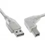 Cable USB 2.0 InLine en ángulo recto conector macho Tipo A / conector macho B transparente 3 m