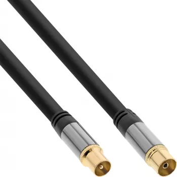 Cable de antena InLine Premium, con 4 apantallamientos, >110 dB, negro, 10 m