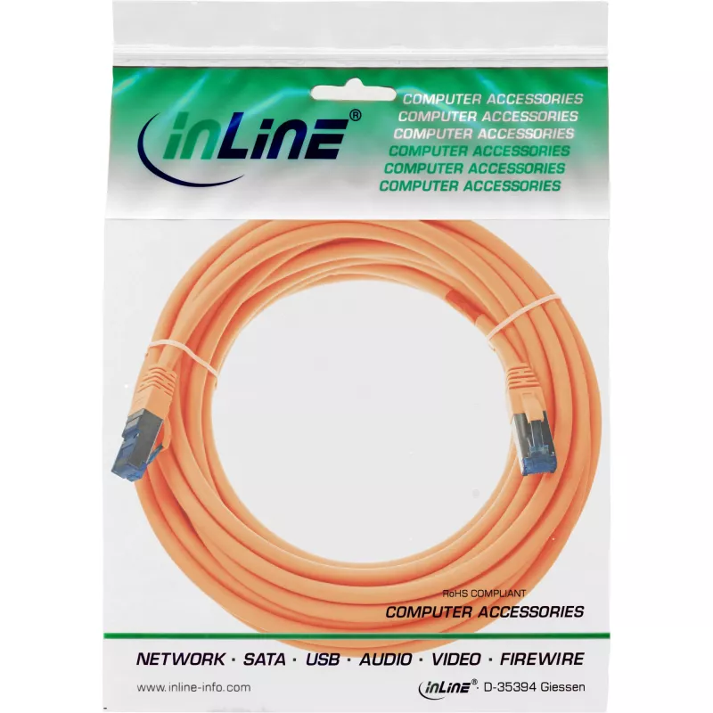 Cable de red InLine S/FTP PiMF Cat.6A libre de halógenos 500MHz naranja 10m