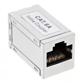 Adaptador Cat.6A InLine, totalmente apantallado, metal, 2x RJ45 H/H, 1:1