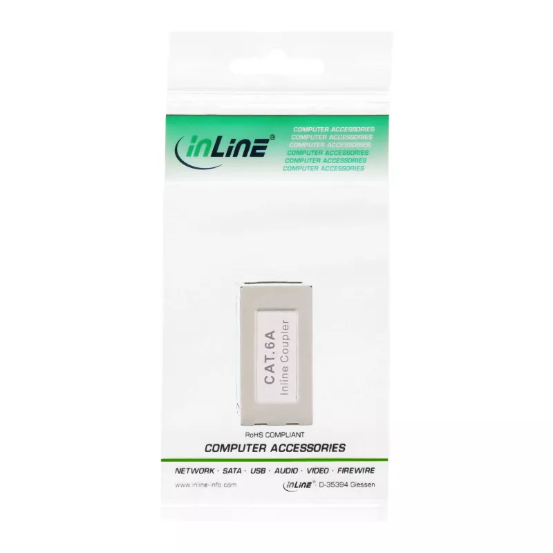 Adaptador Cat.6A InLine, totalmente apantallado, metal, 2x RJ45 H/H, 1:1