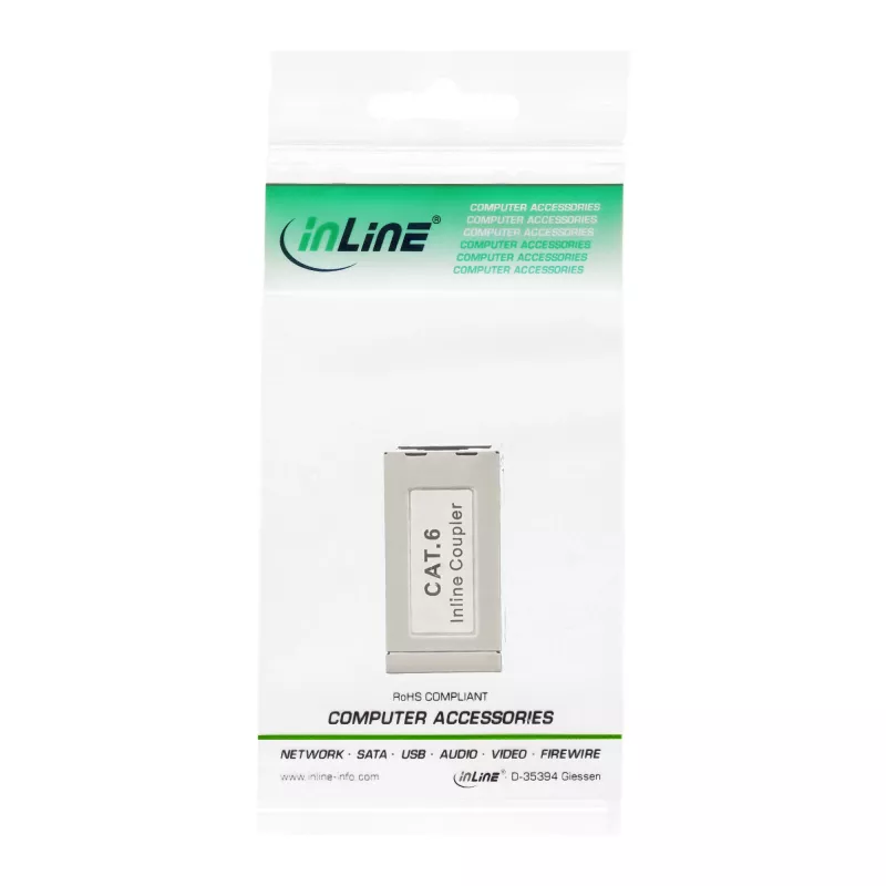 Adaptador InLine Cat.6, apantallado, metal, 2x RJ45 H/H, 1:1