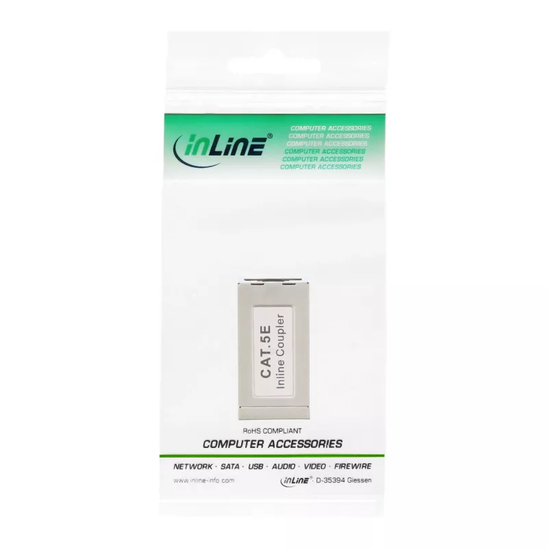 Adaptador InLine Cat.5e, totalmente apantallado, metal, 2x RJ45 H/H, 1:1