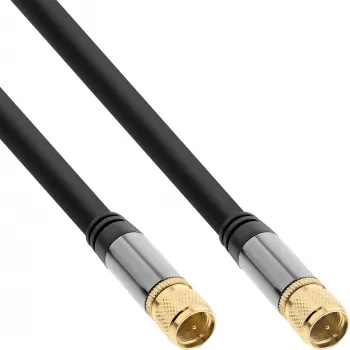Cable SAT InLine Premium, 4x apantallado, 2x conector F, >110 dB, negro, 3 m