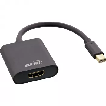 Adaptador Mini DisplayPort a HDMI InLine 4K/60Hz con audio, aluminio, 0,15 m, negro