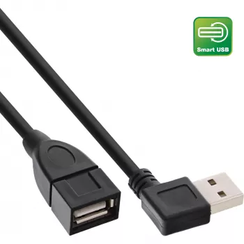 Cable InLine USB 2.0 Smart acodado + reversible Type-A macho / hembra negro 2m