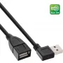 Cable InLine USB 2.0 Smart acodado + reversible Type-A macho / hembra negro 2m
