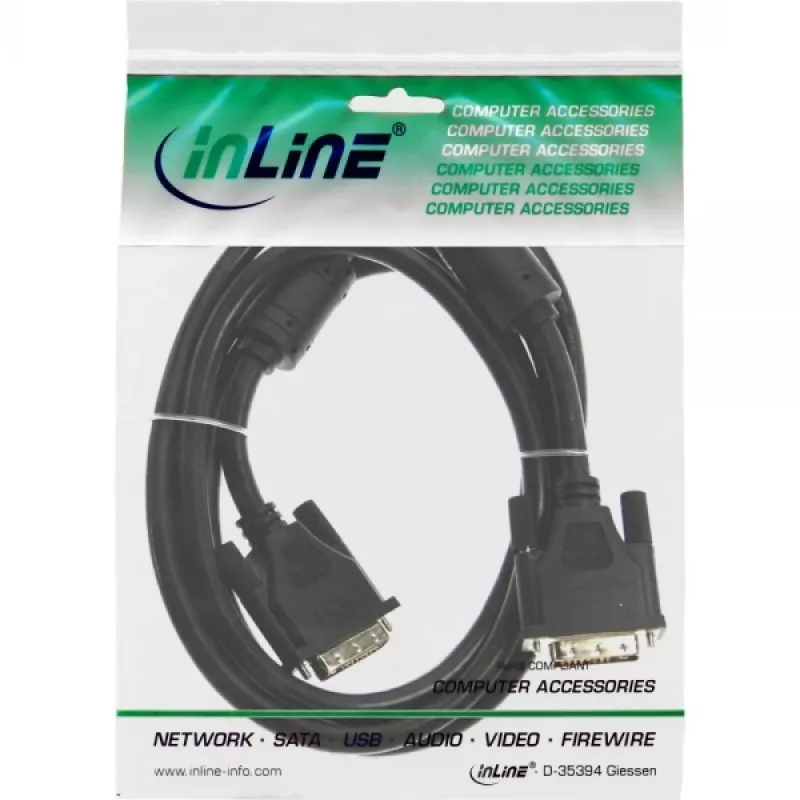 Cable InLine DVI-D 24+1 macho/macho Dual Link con 2 núcleos de ferrita 10 m