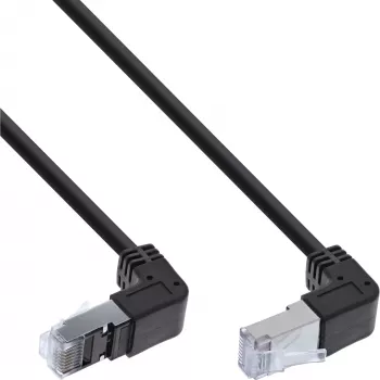 Cable de parcheo InLine, acodado arriba/abajo, S/FTP (PiMf), Cat.6, negro, 2,36 m