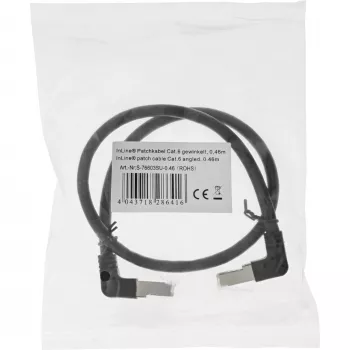 Cable de parcheo InLine, acodado arriba/abajo, S/FTP (PiMf), Cat.6, negro, 2,36 m