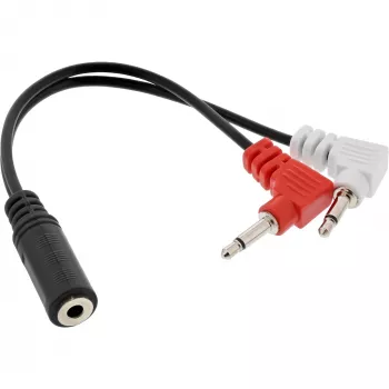 Cable adaptador para auriculares InLine Audio, 2 conectores macho de 3,5 mm a conector hembra de 3,5 mm de 3 polos, 0,15 m