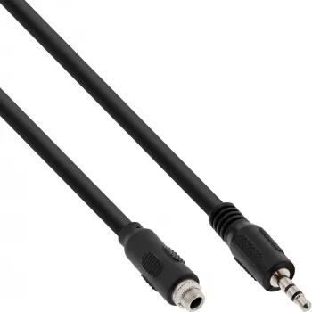 Cable adaptador de audio InLine, conector macho/hembra estéreo de 3,5 mm con rosca, 0,6 m