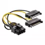 Cable adaptador de corriente InLine, 2 conectores macho SATA / conector macho PCI-Express de 8 pines, 0,15 m