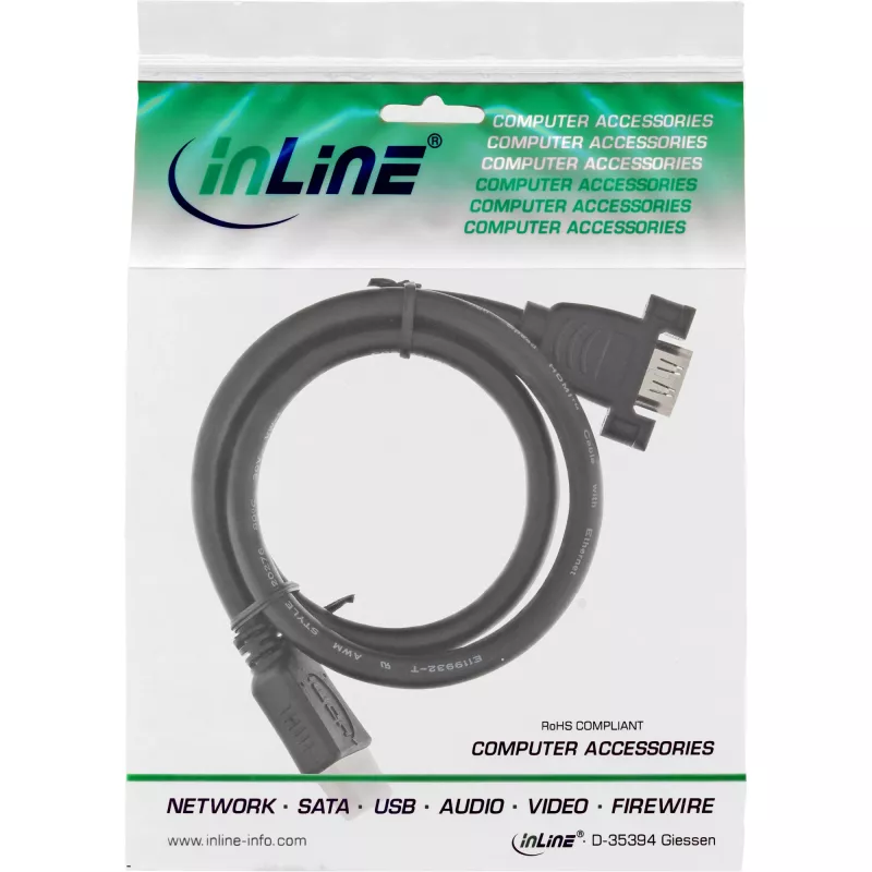 Adaptador HDMI 4K2K Type-A macho / A hembra con brida 0,6 m InLine 17500B