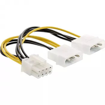 Cable adaptador de corriente InLine, 2 conectores macho de 5,25 pulgadas / conector macho PCI-Express de 8 pines, 0,15 m