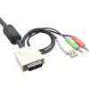 Conmutador KVM InLine de 4 puertos DVI-D + USB + audio con 2 sets de cables