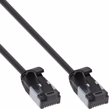 Cable de parcheo InLine fino, U/FTP, Cat.8.1, TPE libre de halógenos, negro 0,25 m
