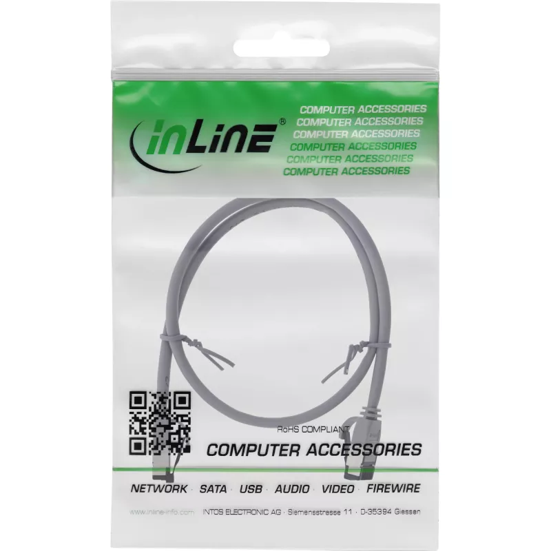Cable de parcheo InLine fino, U/FTP, Cat.8.1, TPE libre de halógenos, gris 1 m