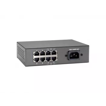 LevelOne Switch Fast Ethernet PoE de 8 puertos, 802.3at/af PoE, 4 salidas PoE, 65W