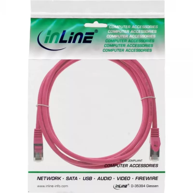 InLine Cable de red SF/UTP Cat.5e rosa 0,25 m