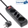 InLine Regleta de enchufes, 4 tomas, 2x CEE7/3 + 2x Euro CEE 7/16, negra, 3 m