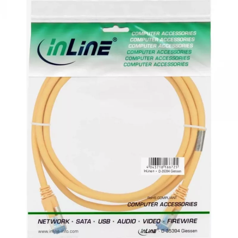 InLine Cable de red S/FTP PiMF Cat.6A libre de halógenos 500 MHz amarillo 1,5 m