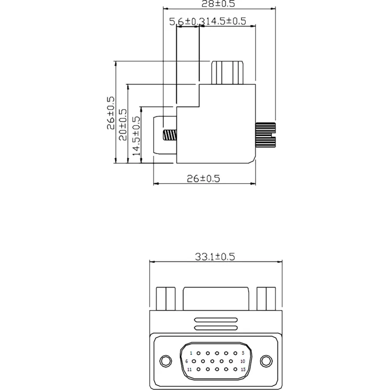 InLine Adaptador VGA 90° 15 pines macho / hembra, InLine, 37248I