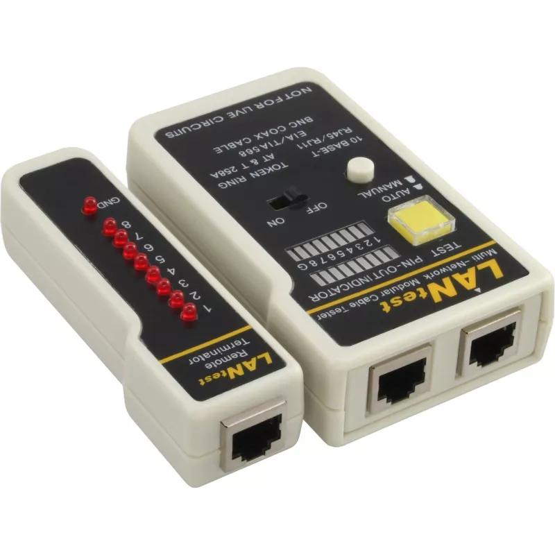 Comprobador de cables de red InLine 79998 para BNC RJ11 RJ45