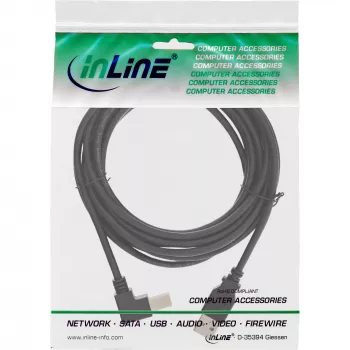 InLine Cable USB 2.0, en ángulo, Type-A macho / B macho, negro, 1m