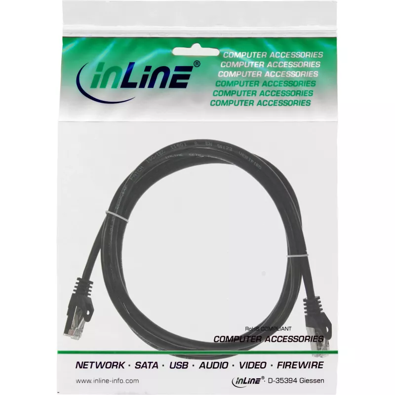 InLine Cable de red SF/UTP Cat.5e negro 1m