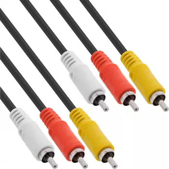 Cable AV InLine 3x conector macho RCA/macho RCA 1,5 m, 3 x RCA, 1,5 m, negro