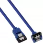 Cable redondo SATA 6Gb/s InLine azul acodado 90° con pestillo 0,15m