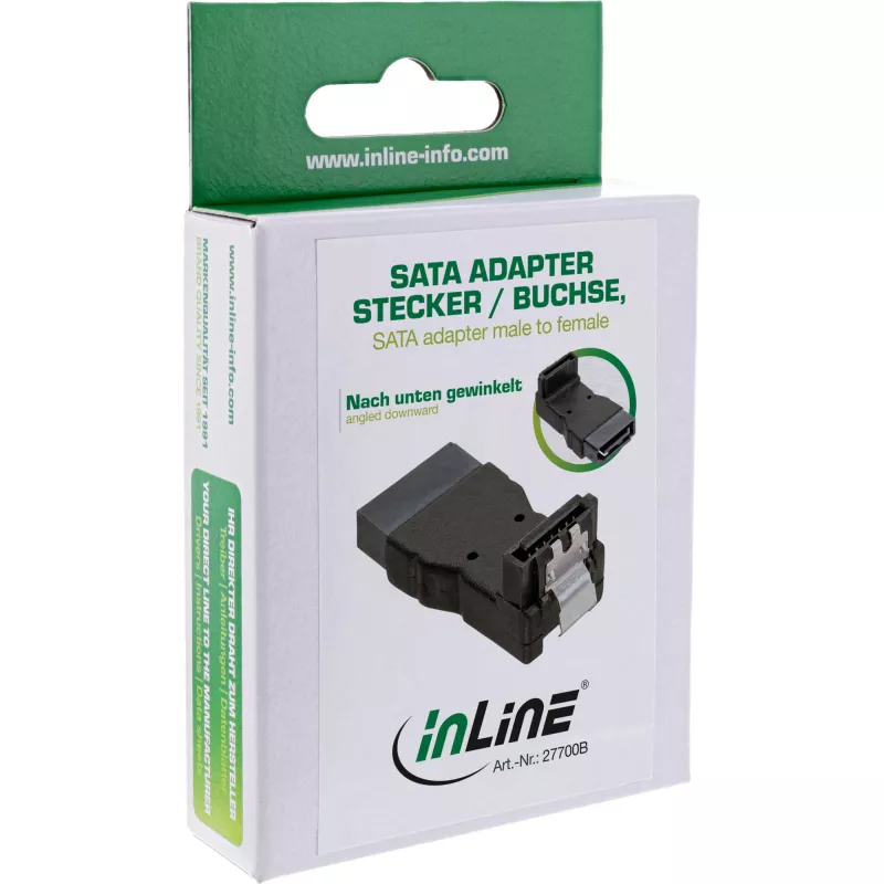Adaptador SATA InLine conector macho conector hembra acodado hacia abajo 27700B