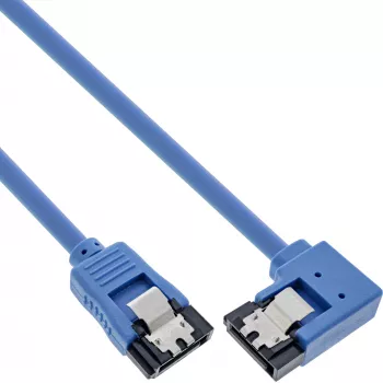 Cable redondo SATA 6Gb/s InLine, un lado acodado 90°, con pestillo, 0,5 m