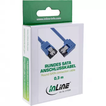 Cable redondo SATA 6Gb/s InLine, un lado acodado 90°, con pestillos, 0,3 m