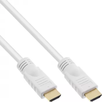 Cable High Speed HDMI con Ethernet InLine, M/M, blanco, contactos dorados, 5 m
