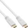 Cable High Speed HDMI con Ethernet InLine, M/M, blanco, contactos dorados, 5 m