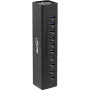 Hub USB 3.0 InLine 10 puertos carcasa de aluminio con fuente de alimentación 4A, negro