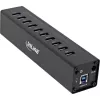 Hub USB 3.0 InLine 10 puertos carcasa de aluminio con fuente de alimentación 4A, negro