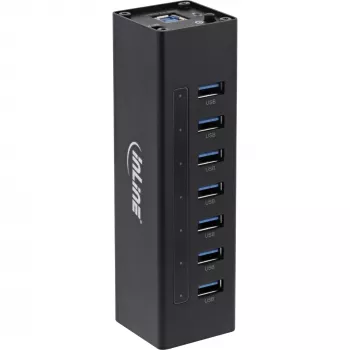 Hub USB 3.0 InLine, 7 puertos, carcasa de aluminio, con fuente de alimentación 2,5A